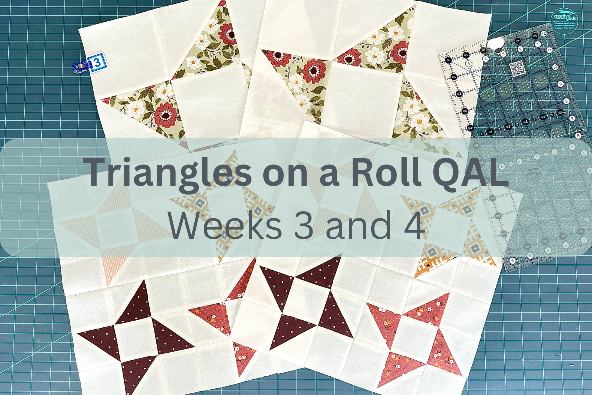 Cover images for the Triangles on a Roll Quilt along weeks 3 and 4