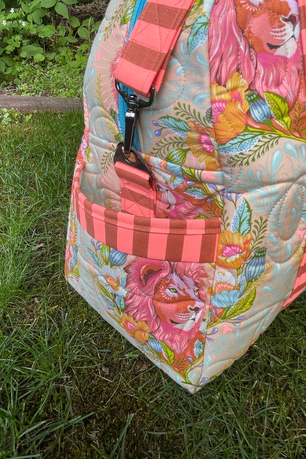 The By Annie Ultimate Travel Bag 2.0 using Tula Pink Everglow fabrics