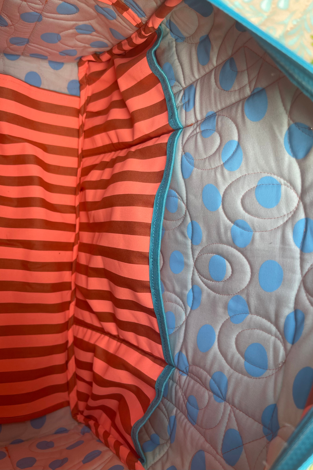 The By Annie Ultimate Travel Bag 2.0 using Tula Pink Everglow fabrics