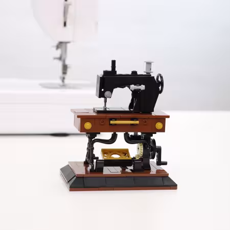 Sallie Tomato Vintage Sewing Machine Sallie Tomato Vintage Sewing Machine Building Block Set, 250+ piece decorative mini sewing machine model for display.